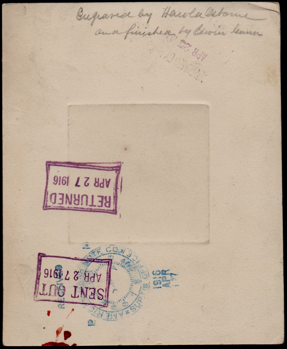 ABN Co. stamp archive 1916 manuscript markings back of centre only proof timbres-poste Briefmarken stamps El Salvador Tram Trolley Tranvia National Theatre teatro nacional 